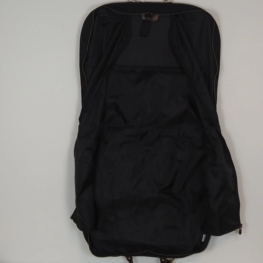 J.Crew Black Leather & Canvass Garment Bag Carry On Luggage Shoulder Strap